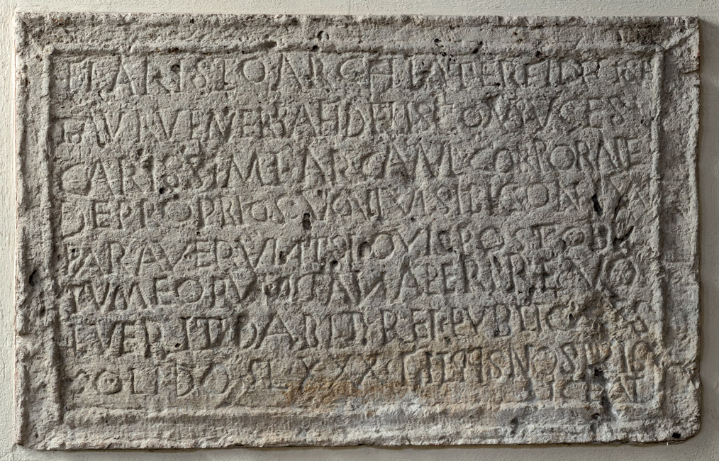 Inscribed front panel of a limestone sarcophagus
