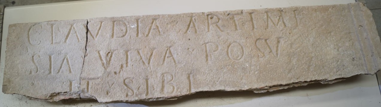 Inscribed front panel of a limestone sarcophagus
