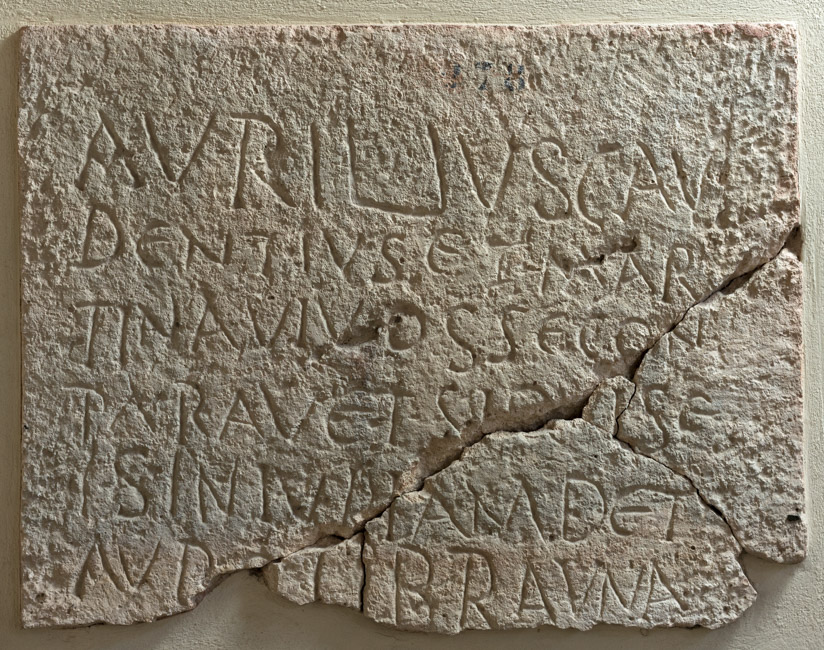 Inscribed lateral panel of a limestone sarcophagus