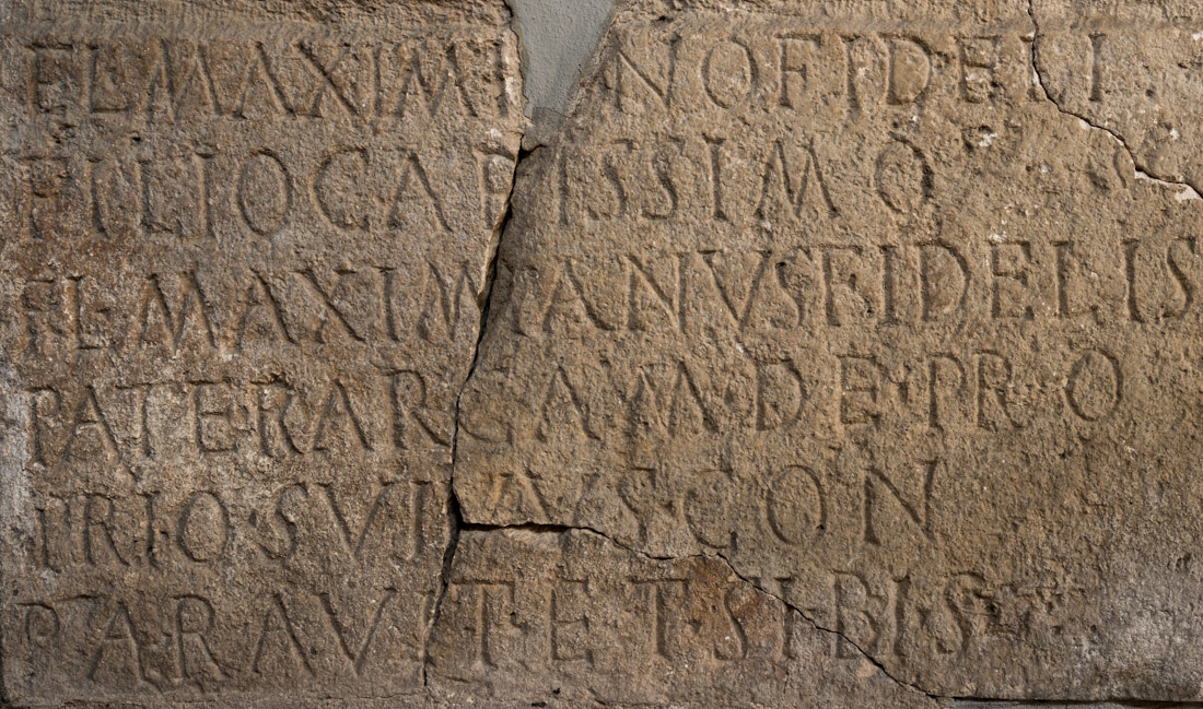 Inscribed front panel of a limestone sarcophagus