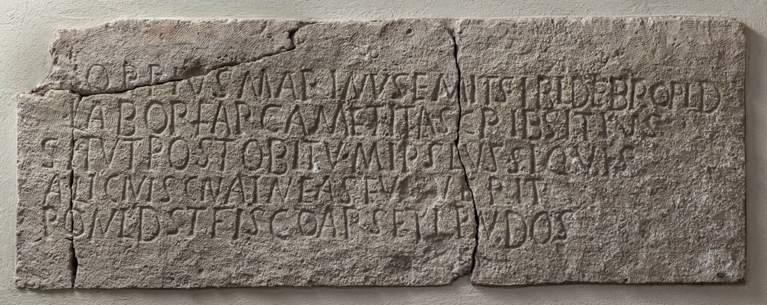 Inscribed front panel of a limestone sarcophagus