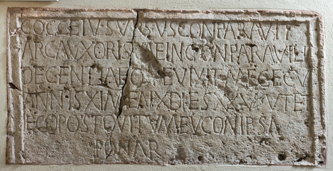 Inscribed front panel of a limestone sarcophagus