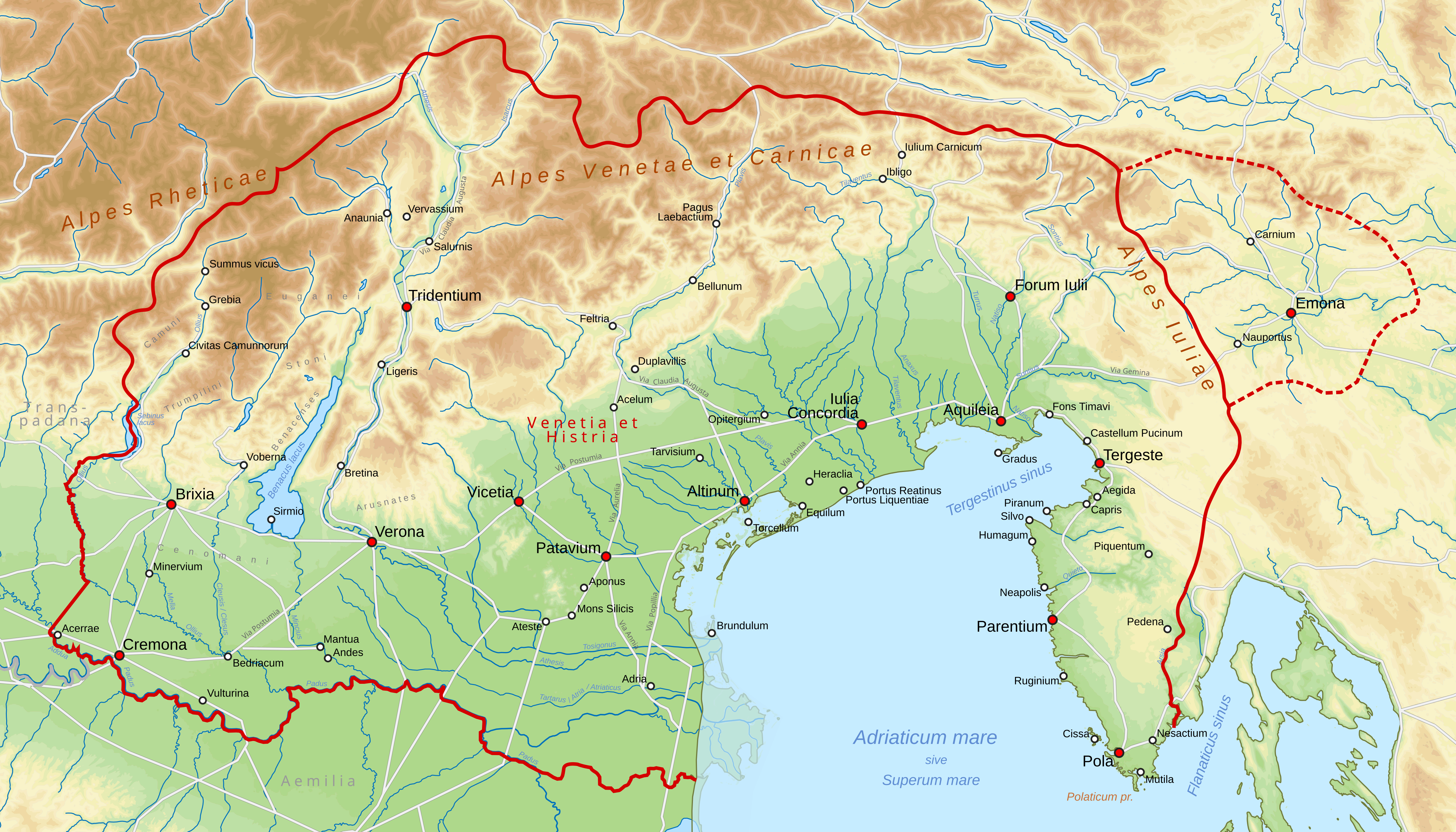 Map of the ancient Regio X